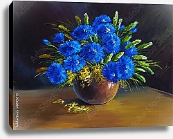 Постер Букет синих полевых цветов в вазе