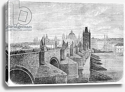 Постер Неизвестен The Charles Bridge in Prague - Engraving In “” The Illustrous Journal””, 1869 - The Charles Bridge in Prague, Czech Republic - Engraving from “” The Illustrous Journal””, 1869