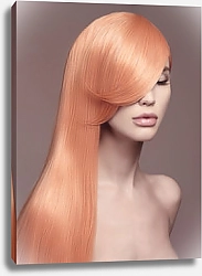 Постер Длинные прямые волосы персикового цвета