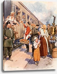 Постер Хаенен Фредерик де Tea-Sellers at a Country Railway Station