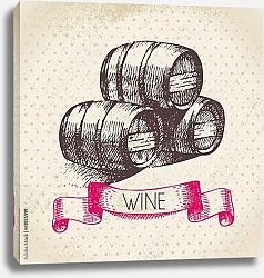 Постер Иллюстрация с тремя бочонками вина