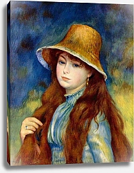 Постер Ренуар Пьер (Pierre-Auguste Renoir) Девушка в соломенной шляпе