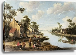 Постер Друхслот Джуст A River Landscape With Figures Resting Near An Inn