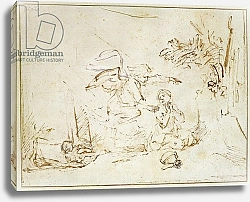 Постер Рембрандт (Rembrandt) The Angel Appears to Hagar and Ishmael in the Wilderness