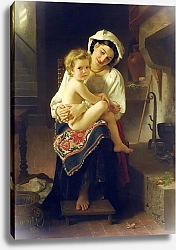 Постер Бугеро Вильям (Adolphe-William Bouguereau) Молодая мать смотрит на своего ребенка
