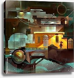 Постер Освещение механического города будущего