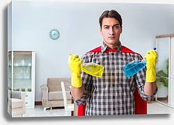Постер Супергерой-уборщик со средствами для мытья