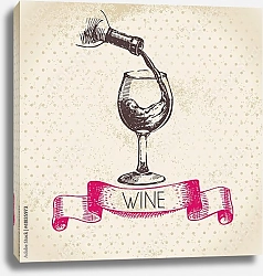 Постер Иллюстрация с бокалом вина