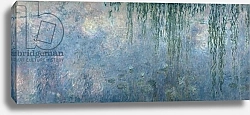 Постер Моне Клод (Claude Monet) Waterlilies: Morning with Weeping Willows, detail of central section, 1914-18