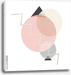 Постер Абстрактная композиция декоративных геометрических форм с гранж-текстурой 2