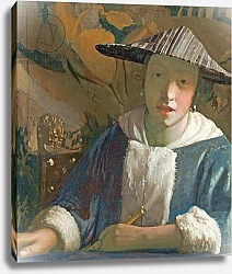 Постер Вермеер Ян (Jan Vermeer) Young Girl with a Flute, c.1665-70