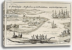Постер Мэннинг Самуэль (грав) Fort and settlement of New Amsterdam on Manhattan Island in the 1620s, c.1880