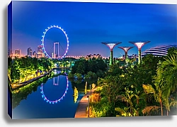 Постер Сады у залива Сингапура в сумерках