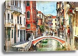 Постер Венецианская улица с мостом через канал