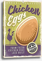 Постер Свежие куриные яйца, винтажный плакат 