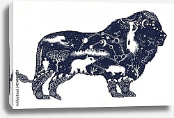 Постер Символы Африки в силуэте льва
