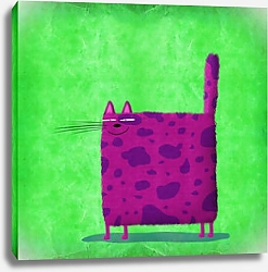 Постер Сикорский Андрей (совр) Фиолетовая квадратная кошка на зеленом фоне
