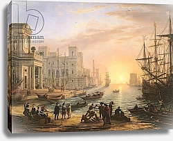 Постер Лоррен Клод (Claude Lorrain) Sea Port at Sunset, 1639