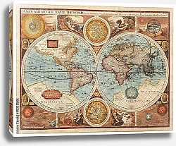Постер Карта мира с полушариями, 1626