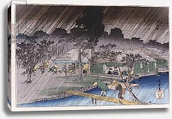 Постер Утагава Хирошиге (яп) Twilight Shower at Tadasu Bank', from the series 'Famous Places of Kyoto'  Ando Hiroshige
