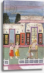 Постер Школа: Индийская 18в Maharaja Sawai Jai Singh greeted by two crowned men, c.1735
