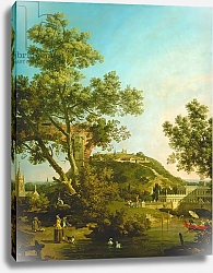 Постер Каналетто (Giovanni Antonio Canal) English Landscape Capriccio with a Palace, 1754