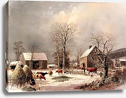 Постер Дюри Джордж Сельский двор зимой