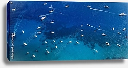 Постер Италия. Panorama of sea with multiple yachts near Capri
