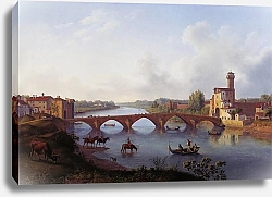 Постер Хаккерт Якоб (Jakob Philipp Hackert) Der Ponte a Mare in Pisa (Toskana)