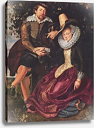 Постер Рубенс Петер (Pieter Paul Rubens) Автопортрет с женой Изабеллой Брант в зарослях жимолости