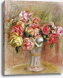 Постер Ренуар Пьер (Pierre-Auguste Renoir) Roses in a Sevres vase