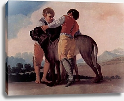 Постер Гойя Франсиско (Francisco de Goya) Эскизы гобеленов для королевских дворцов Прадо и Эскориал. Мальчики с легавой