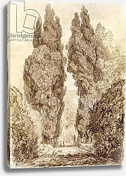 Постер Фрагонар Жан Large Cypresses at the Villa d'Este