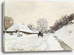 Постер Моне Клод (Claude Monet) Телега на снежнйо дороге в Хонфлере