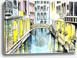 Постер Канал в Венеции с отраженными огнями окон в воде