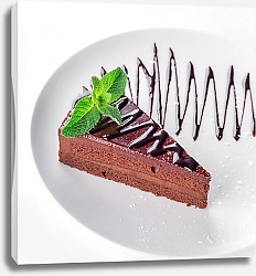 Постер Шоколадное пирожное на тарелке
