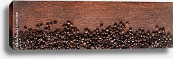 Постер Кофейные зерна на деревянном фоне