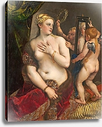 Постер Тициан (Tiziano Vecellio) Venus with a Mirror, c. 1555