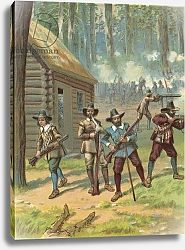 Постер Школа: Северная Америка (19 в) The Pilgrims Fighting the Indians