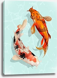 Постер Две плывущие рыбки кои
