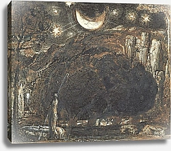Постер Палмер Самуэль A Shepherd and his Flock under the Moon and Stars, c.1827