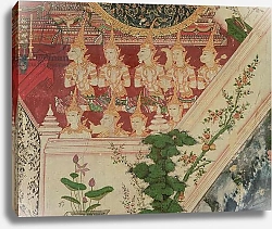 Постер Школа: Тайская Supernatural beings in adoration, Wat Suwannaram, Thonburi, 1831