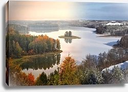 Постер Остров на озере. Зима и осень.