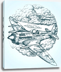 Постер Самолет в облаках 1