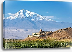 Постер Древний монастырь на фоне гор, Армения