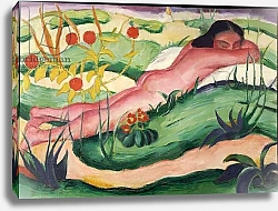 Постер Марк Франц (Marc Franz) Nude Lying in the Flowers, 1910