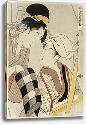 Постер Утамаро Китагава A half length portrait of two women, from the series 'Twelve Forms Of Women's Handiwork'