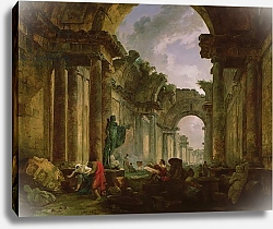 Постер Робер Юбер Imaginary View of the Grand Gallery of the Louvre in Ruins, 1796
