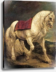 Постер Дик Энтони A bridled grey stallion, with a saddle cloth and partially plaited mane: a modello