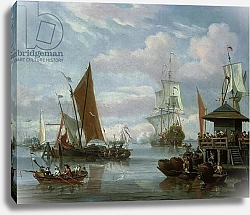 Постер Блау Йоханнес Estuary Scene with Boats and Fisherman